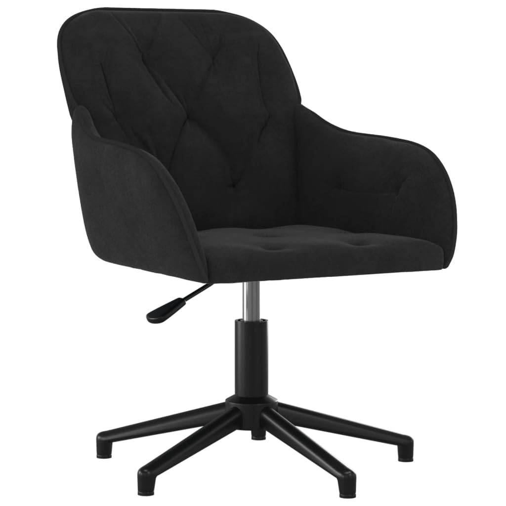 Revera Black Velvet Swivel Office Chair