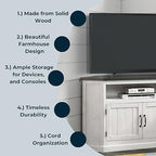 Martin Svensson Home Rustic Solid Wood Corner TV Stand - Entertainment Center White Stain with Grey Stain Top
