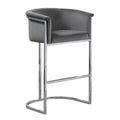 24 Dark Gray Velvet Upholstered Counter Height with Silver Base Single