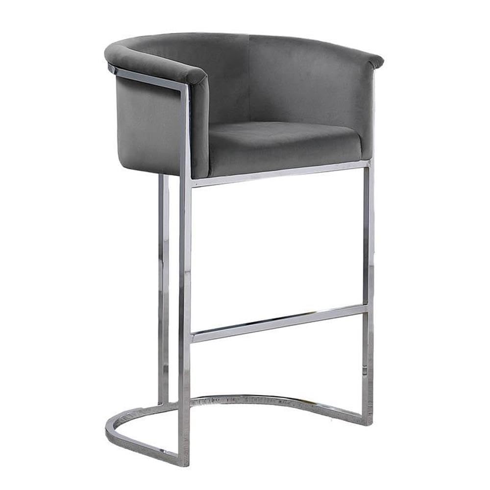 24 Dark Gray Velvet Upholstered Counter Height with Silver Base Single