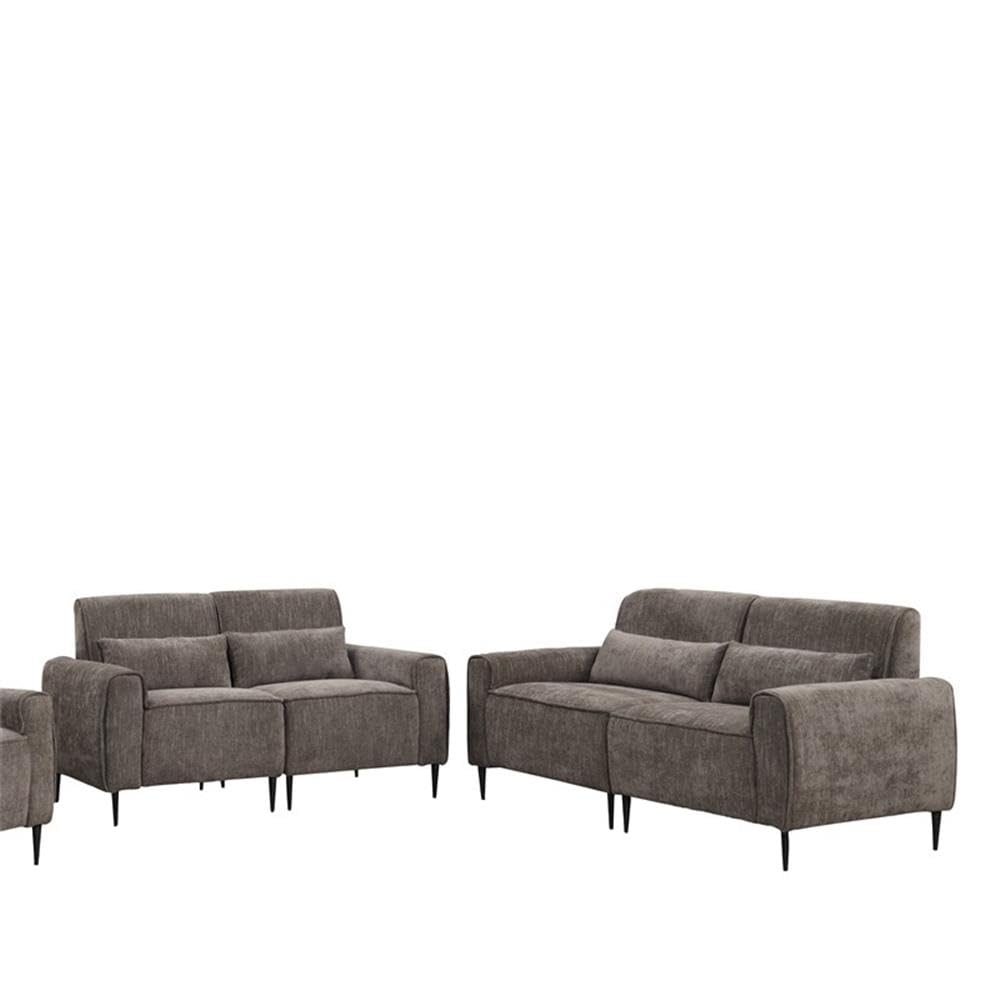 Valentina Gray Chenille Sofa Loveseat Living Room Set