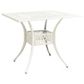 vidaXL Outdoor Patio Table - Weather-Resistant Cast Aluminum - 35.4"x35.4"x28.7" White Table with Umbrella Hole - Square Shaped Garden Furniture
