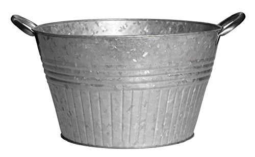 Tub Planter With Handles, Round, Galvanized Metal, 14-In.