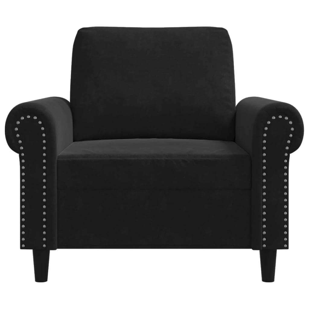 vidaXL Black Velvet Sofa Chair - Thumbnail 4