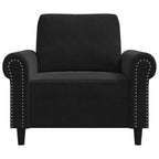 vidaXL Black Velvet Sofa Chair - Modern Accent Lounge Chair with Thickly Padded Seat and Back Pillow, Sturdy Metal Frame - Ideal for Living Room or Lounge Area