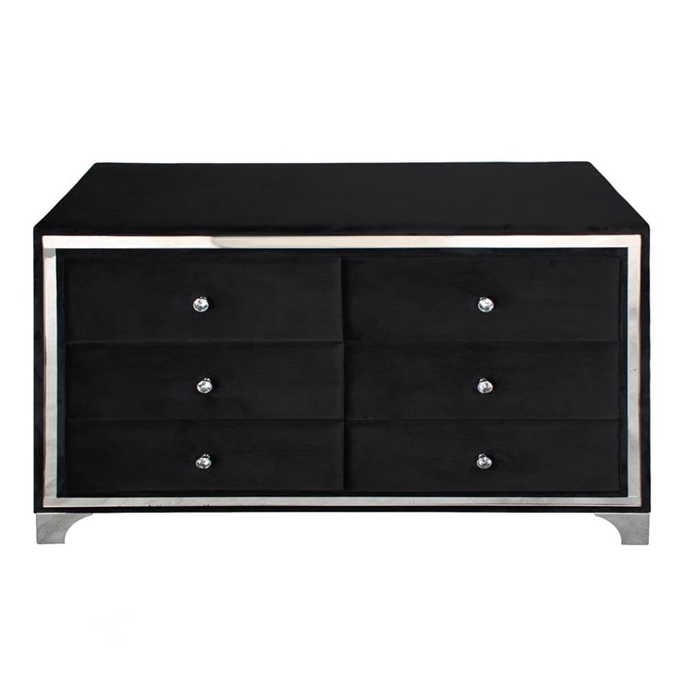 Better Home Products Monica Velvet Upholstered Double Dresser - Thumbnail 5