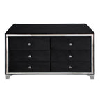 Better Home Products Monica Velvet Upholstered Double Dresser in Black