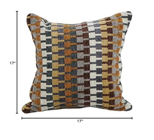 Blazing Needles Square Polyester Jacquard Throw Pillow, 17&quot;, Legion Browns