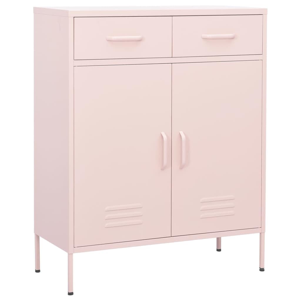 vidaXL Industrial Storage Cabinet - Robust Steel Construction, Pink, 2-Door, 2-Drawer, 40&quot; Height