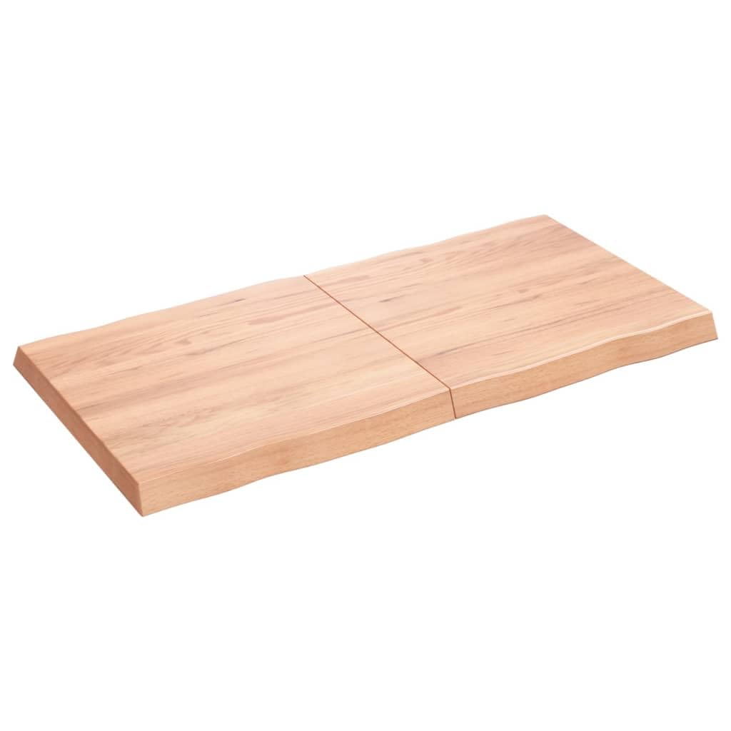 vidaXL Light Brown Solid Oak Wood Treated Table Top with Live Edge Design - Versatile for Home or Commercial Use'