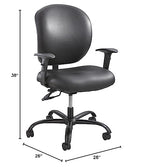 Safco Products 3391Bv Alday 24-7 Ergonomic Rolling Task Chair With Vinyl Seat, Optional Arms, 500 Lbs. Capacity (Sold Separately), Black