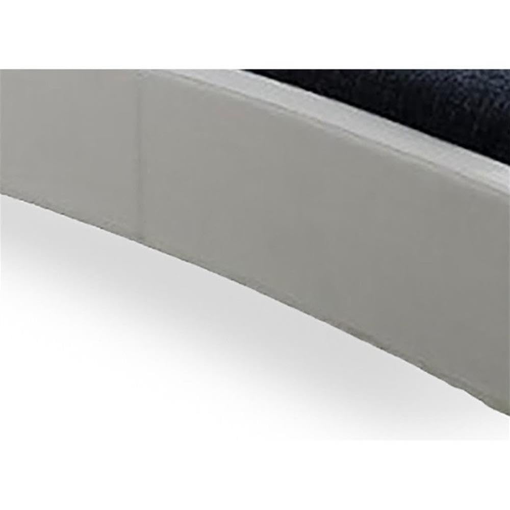 Baxton Studio Guerin Contemporary Faux Leather Fabric Two Tone Upholstered Grid Tufted Platform BedGrey, Queen, White/Grey