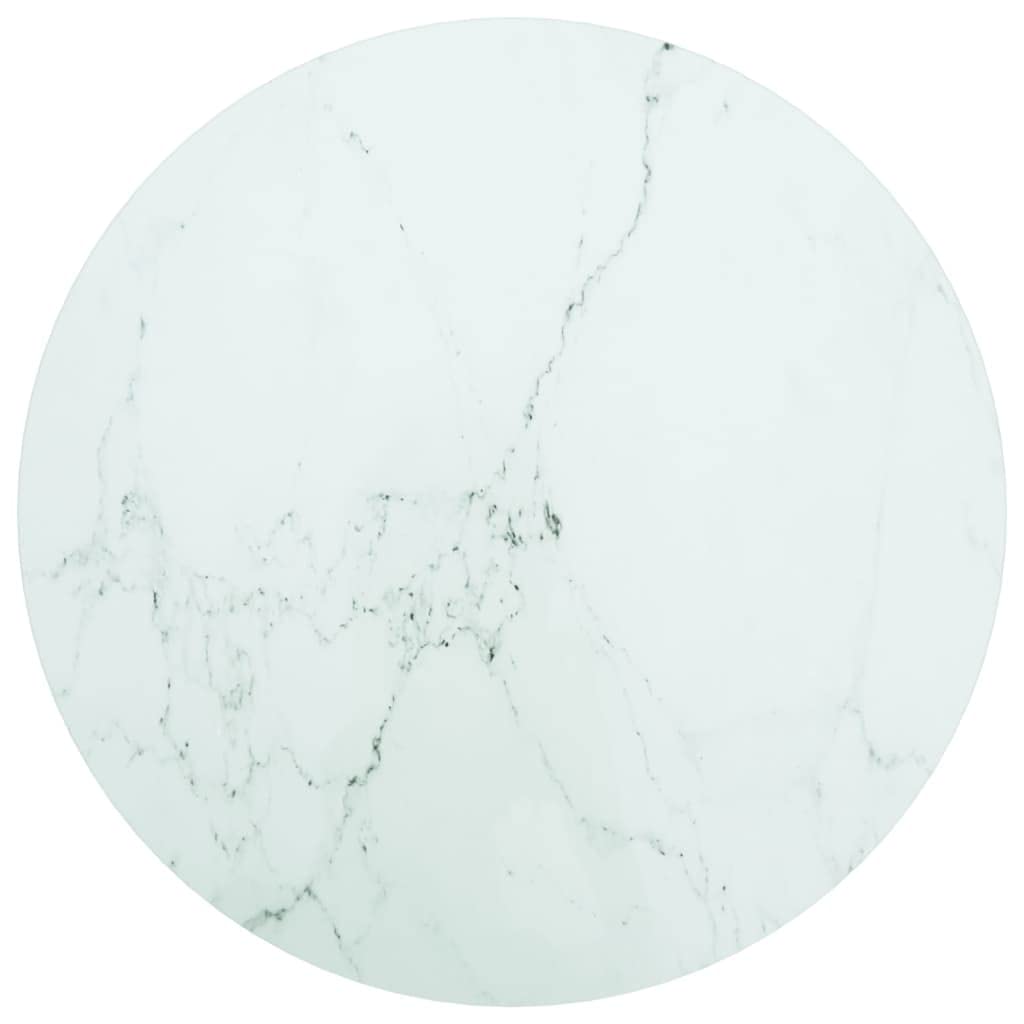 vidaXL 23.6&quot;x0.3&quot; Round White Tempered Glass Table Top with Elegant Marble Design, Ideal for Dining Table, Coffee Table, and Garden Table