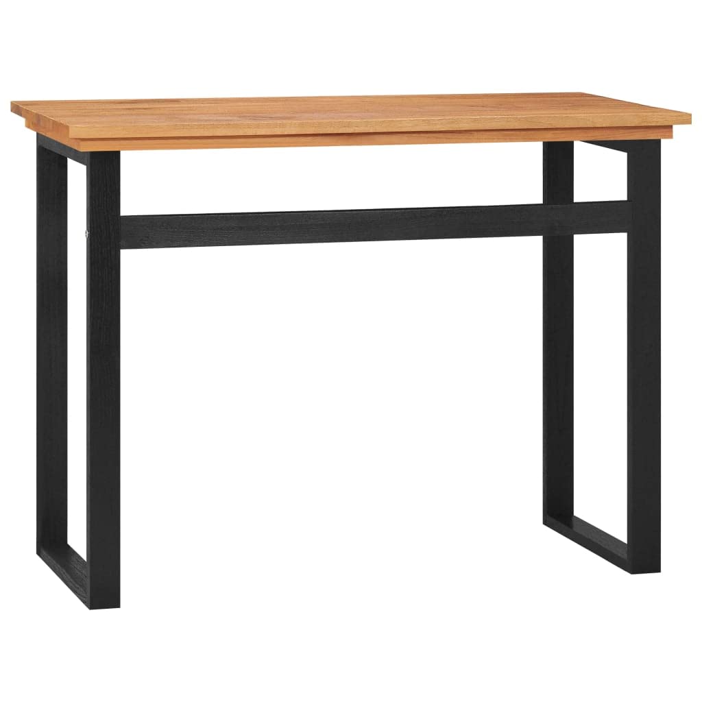 vidaXL 39.4 Solid Teak Wood Desk - Black Computer Writing Study Office Table