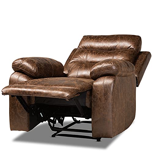 Baxton Studio Beasely Brown Faux Leather Upholstered Recliner