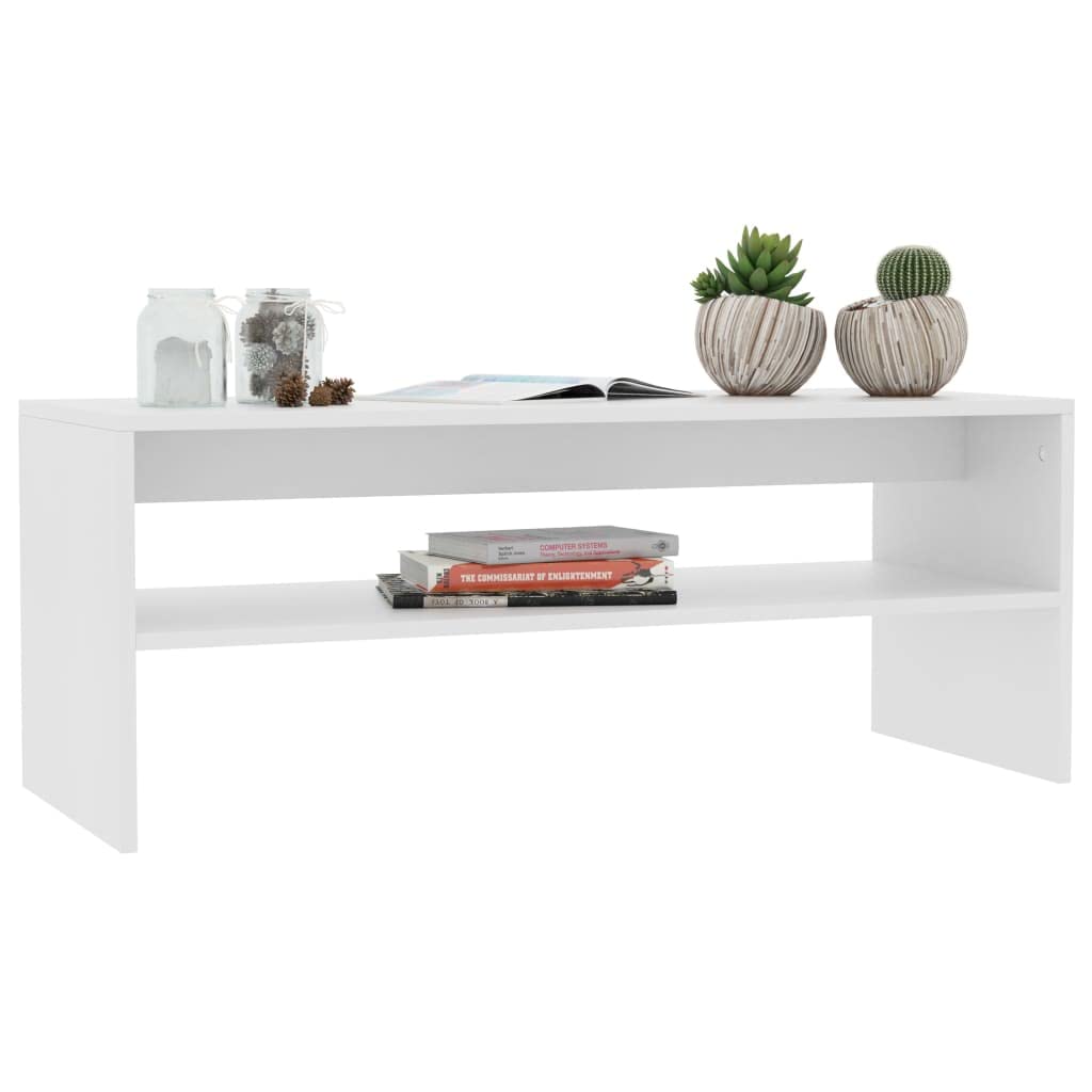vidaXL Coffee Table Couch End Side Telephone Sofa Tea Accent Storage Table Desk Bedroom Living Room Furniture Stand White Engineered Wood