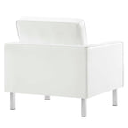 Modway Eei-3391- Loft Tufted Button Faux Leather Upholstered Accent Armchair In Silver White