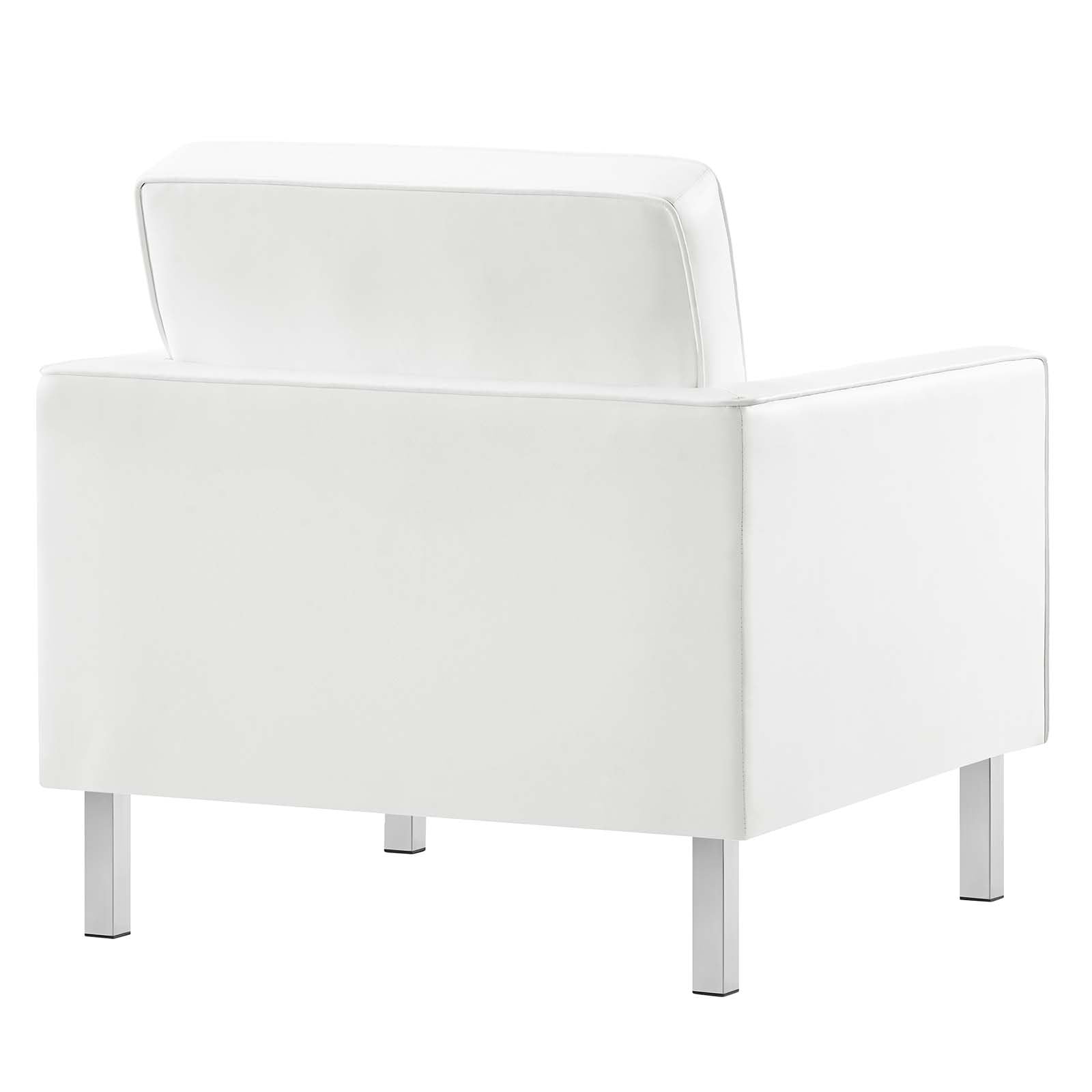 Modway Eei-3391- Loft Tufted Button Faux Leather Upholstered Accent Armchair In Silver White