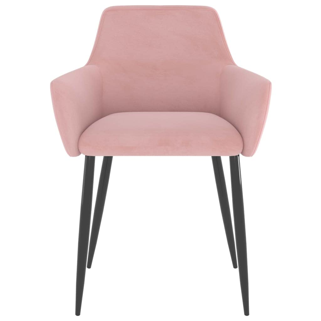 vidaXL 4-Piece Modern Dining Chairs in Pink Velvet Upholstery - Sturdy Metal Frame - Comfortable Backrest Design - Perfect for Kitchen & Dining Room