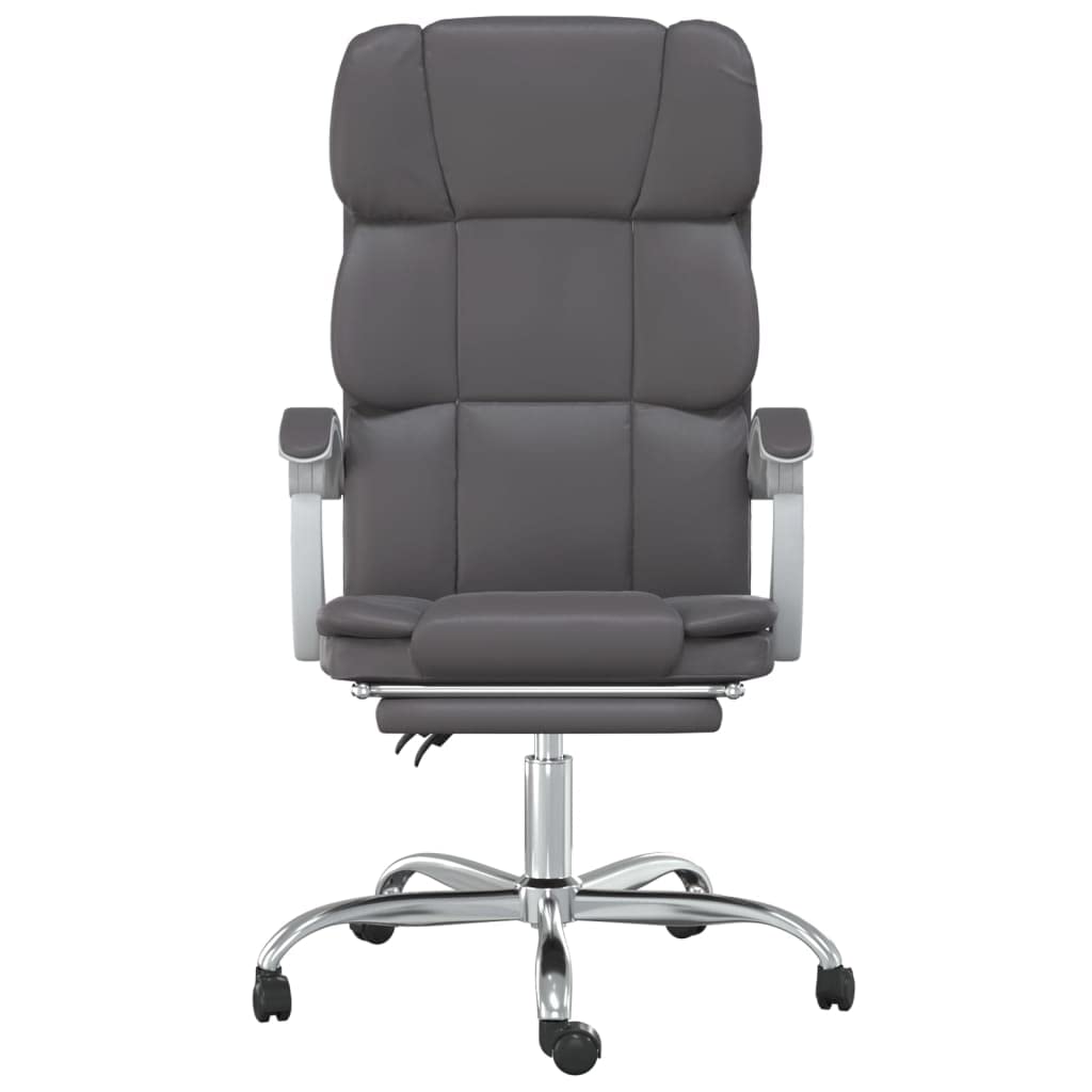 vidaXL Reclining Office Chair in Gray Faux Leather - Modern Design, Lying Down Feature, Armrest, Foam Filling