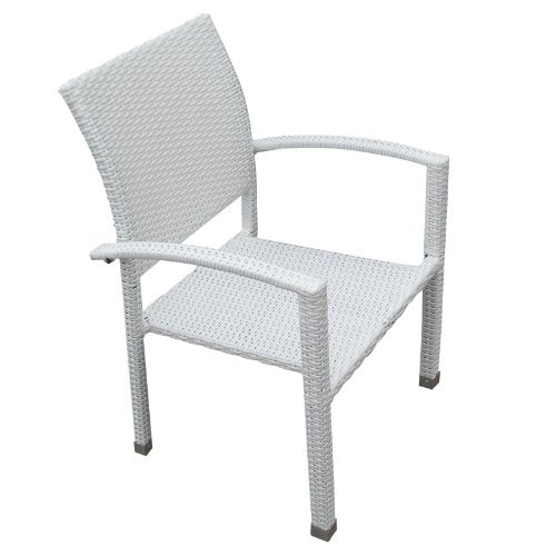 Four Outdoor Stackable Dining Chairs In White