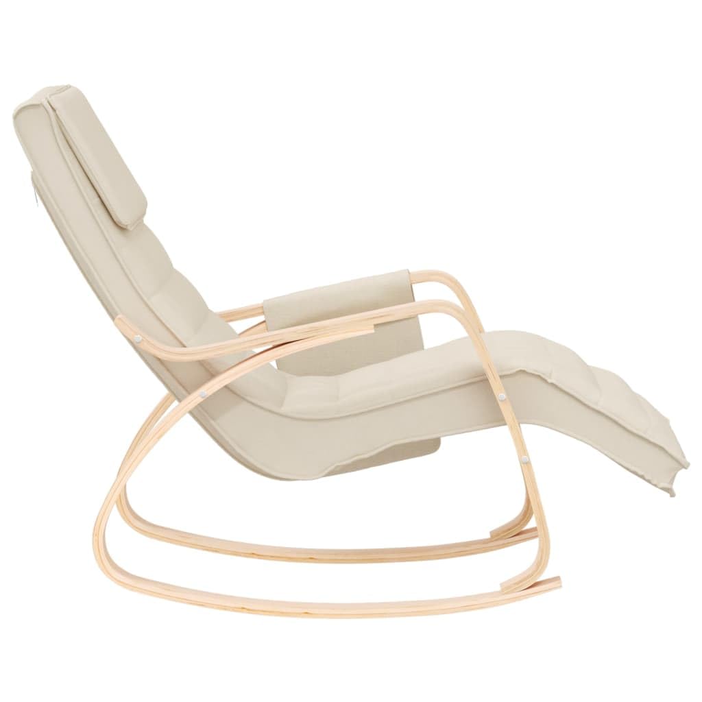 vidaXL Rocking Chair - Cream Fabric, Gentle Rocking Function, Solid Birch Wood Frame, Thickly Padded Seat, Ideal for Relaxation and Stress Relief