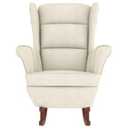 vidaXL Cream Velvet Rocking Chair with Solid Wood Legs for Living Room, Bedroom & Patio - Stylish & Comfortable Design