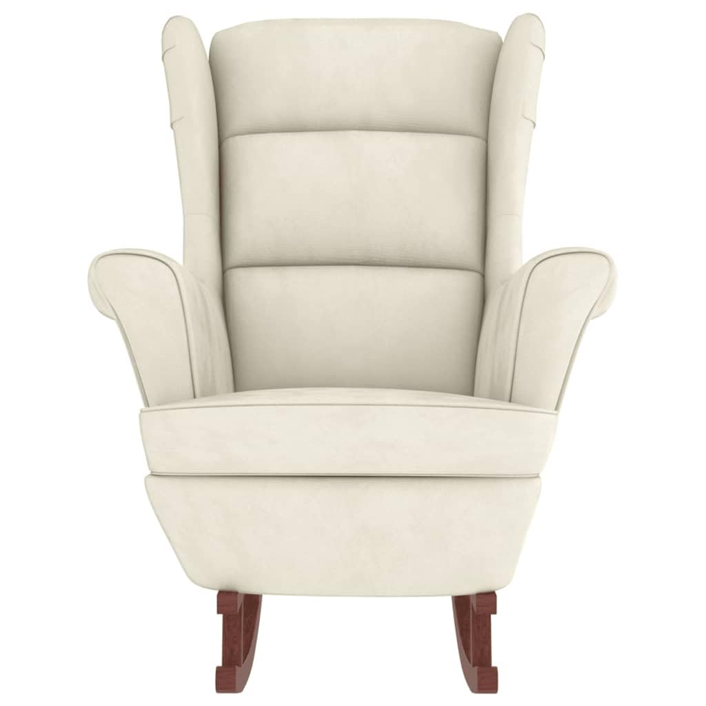 vidaXL Cream Velvet Rocking Chair with Solid Wood Legs for Living Room, Bedroom & Patio - Stylish & Comfortable Design