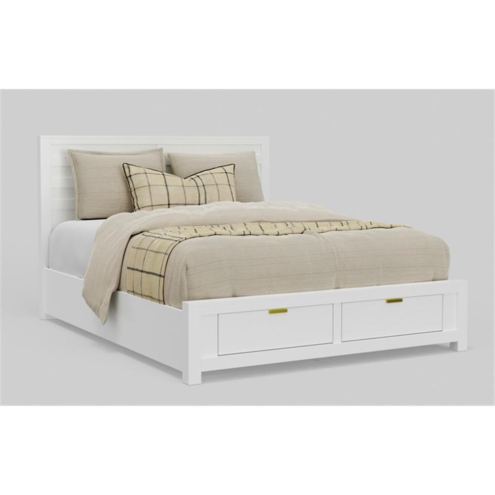 Alpine Furniture Carmel Eastern King Storage Bed, White