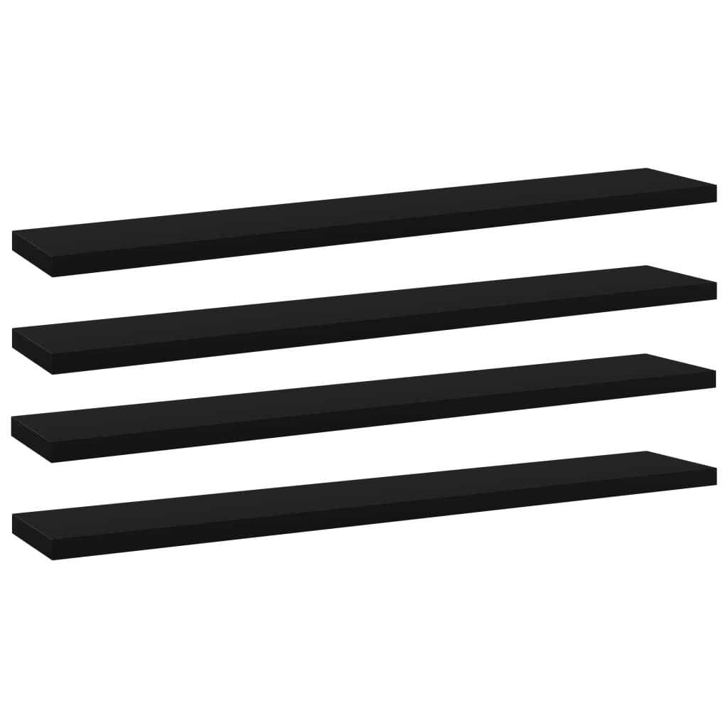 Bookshelf Boards 4 pcs Black 23.6&quot;x3.9&quot;x0.6&quot; Chipboard