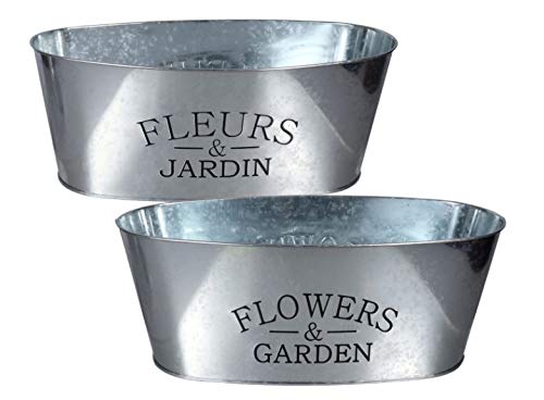 Greenbrier International Steelpangal - 1 Fleurs & Jardins + 1 Flowers & Garden Aluminum Oval Planters, Decorating For Bath, Kitc