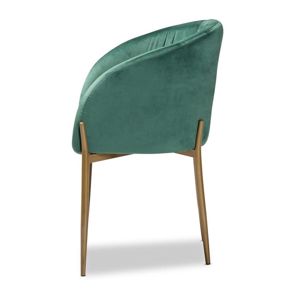Baxton Studio Ballard Green Velvet Fabric and Gold Finished Metal Dining Chair