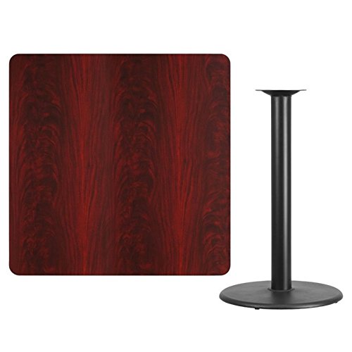 Flash Furniture 42'' Square Mahogany Laminate Table Top with 24'' Round Bar Height Table Base