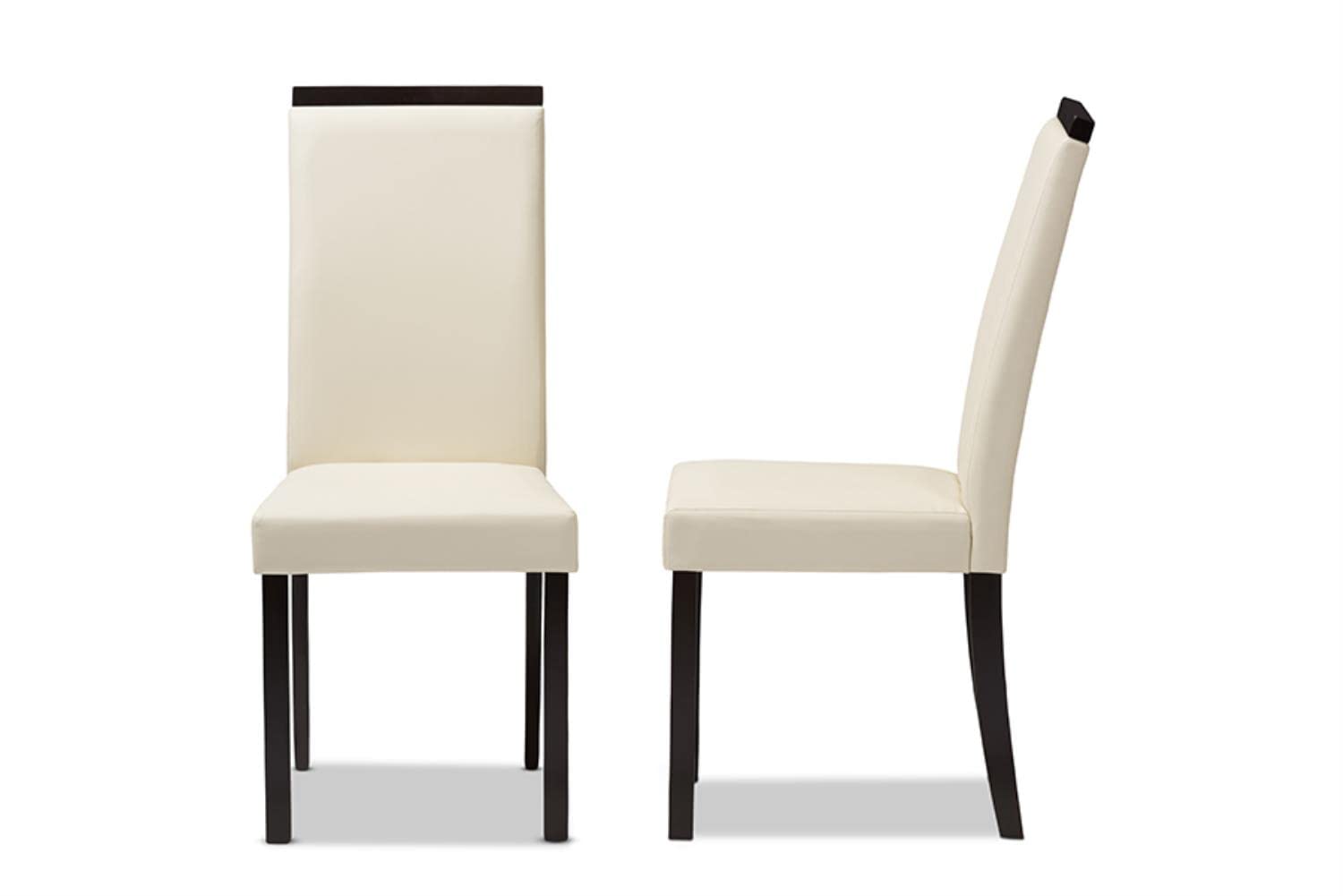 Baxton Studio Daveney Modern and Contemporary Cream Faux Leather Upholstered Dining Chair Set of 2