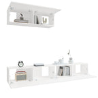 vidaXL TV Cabinet Set 3 Piece Home Bedroom Living Room Entertainment Center Console HiFi Cabinet TV Stand Media Unit Furniture White Engineered Wood