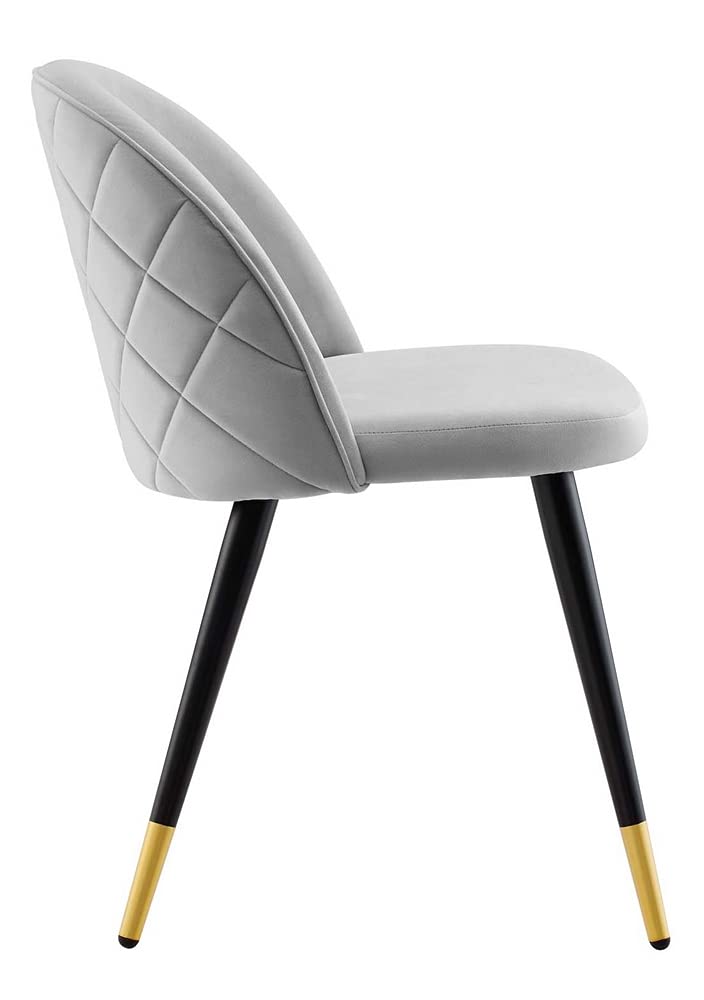 Modway Cordial Performance Velvet Dining Accent Chairs in Light Gray - Set of 2