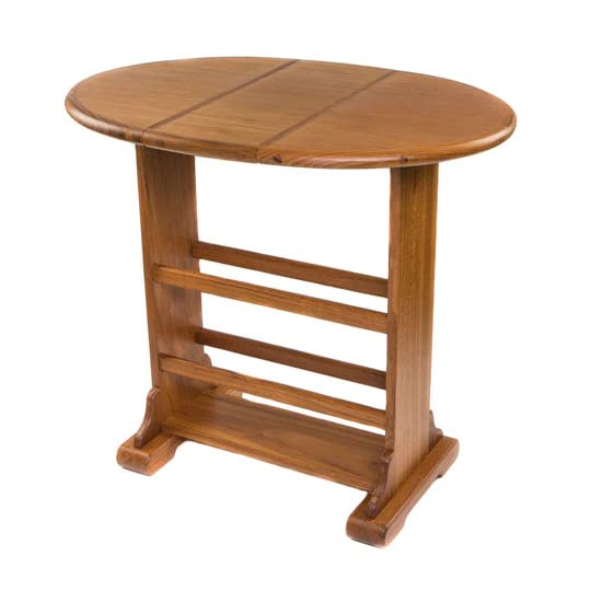 HomeRoots 18' Brown Solid Wood Oval End Table