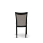 East West Furniture DMMZ5-AB6-06 5 Piece Dining Table Set for 4 Includes a Round Kitchen Table with Dropleaf and 4 Shitake Linen Fabric Parson Dining Chairs, 42x42 Inch, Wirebrushed Black
