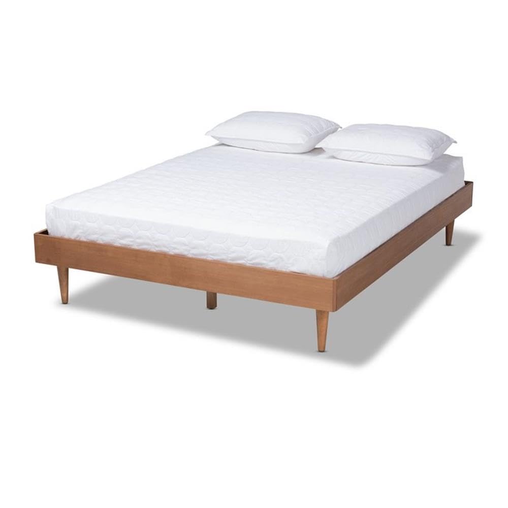 Baxton Studio Rina Mid-Century Modern Ash Wanut Finished King Size Wood Bed Frame