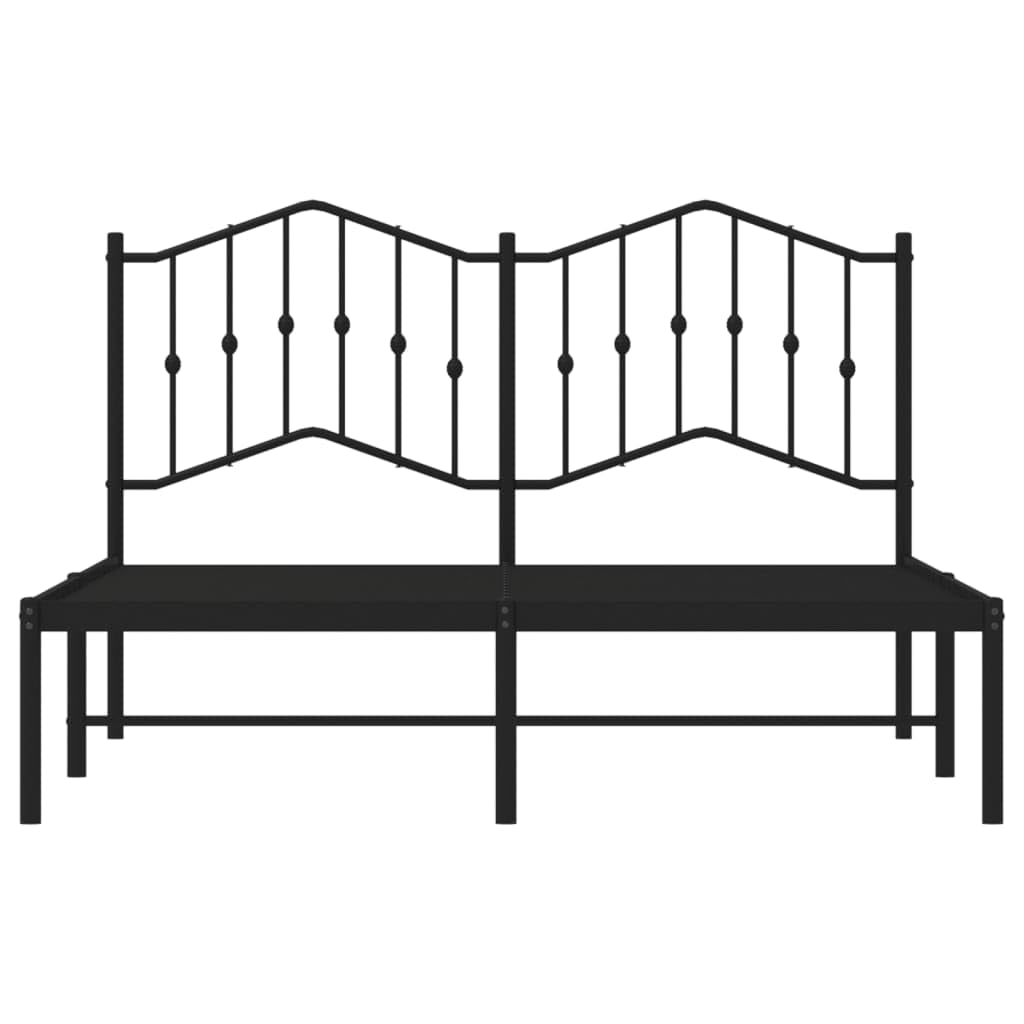 vidaXL Queen Metal Bed Frame with Headboard and Stable Slats, Under Bed Storage Space, Sturdy Steel Construction and Easy Assembly, Minimalist Style, Black, 12'' High, Without Mattress