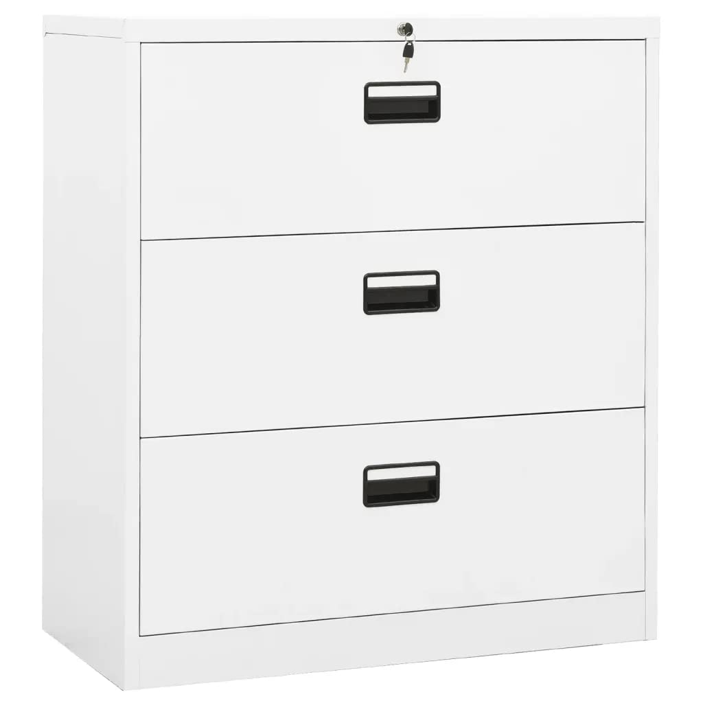 vidaXL Filing Cabinet White 35.4&quot;x18.1&quot;x40.6&quot; Steel