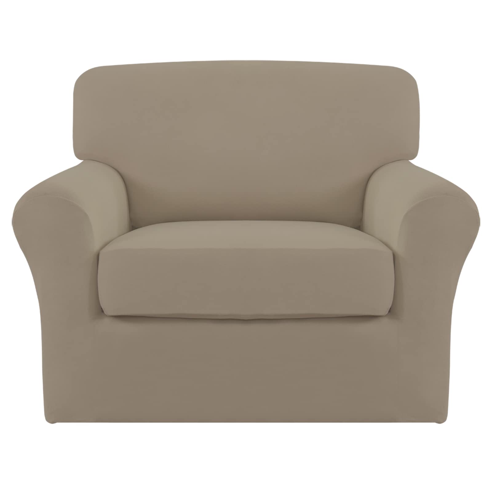 Easy-Going 2 Pieces Microfiber Stretch Chair Slipcover - Spandex Soft Fitted Sofa Couch Cover Washable Furniture Protector With Elastic Bottom Kids Pet Natural