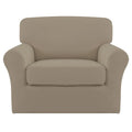 Easy-Going 2 Pieces Microfiber Stretch Chair Slipcover - Spandex Soft Fitted Sofa Couch Cover Washable Furniture Protector With Elastic Bottom Kids Pet Natural