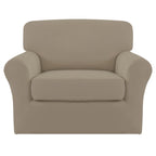 Easy-Going 2 Pieces Microfiber Stretch Chair Slipcover - Spandex Soft Fitted Sofa Couch Cover Washable Furniture Protector With Elastic Bottom Kids Pet Natural