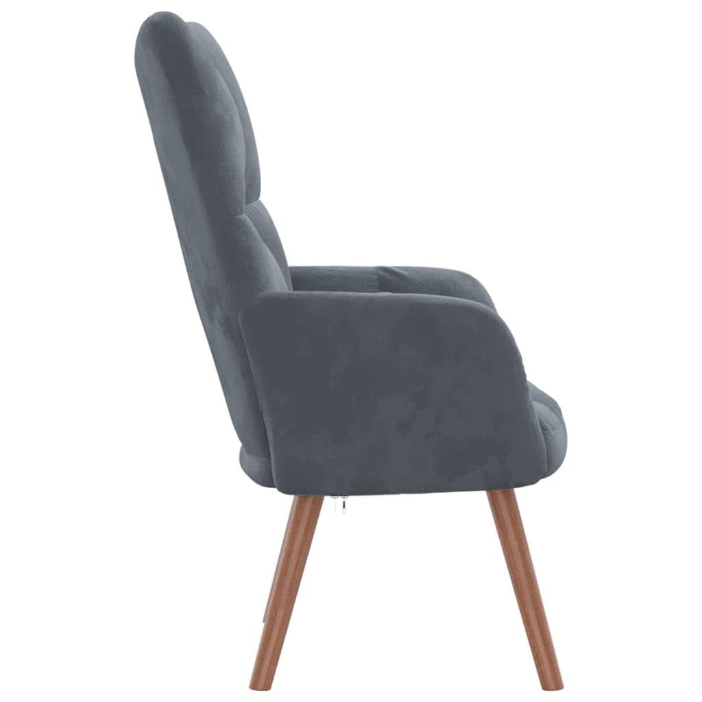 vidaXL Dark Gray Velvet Relaxing Chair - Modern Design with Steel Frame - Plush Foam Padding Seat, Wooden Legs, Soft Touch Velvet Upholstery