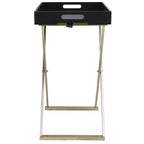 vidaXL Folding Table Accent Foldable Table with Iron Frame Gold and Black MDF