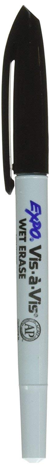 Expo Vis-A-Vis Wet-Erase Overhead Transparency Markers Pmsixn, Fine Point, Black, 36 Count (San16001)