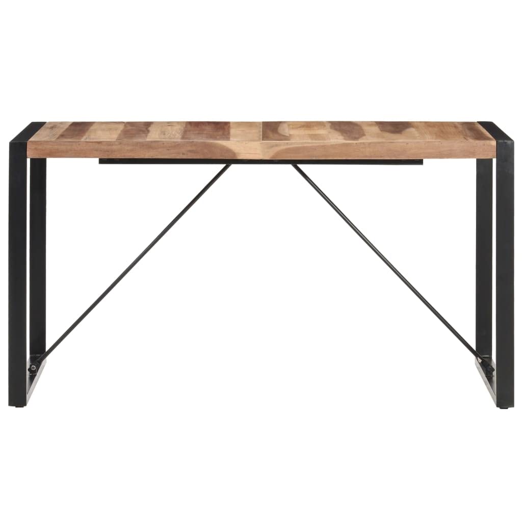 vidaXL Solid Wood Dining Table with Industrial Look, Sheesham Finish - Traditional Rectangular Brown and Black Table