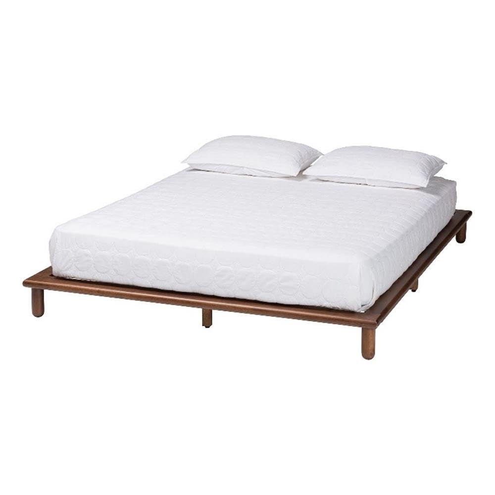 Baxton Studio Alivia Mid-Century Modern Walnut Brown Finished Wood King Size Bed Frame