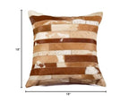 HomeRoots Kitchen Handcrafted Decorative Square Pillow with Hidden Zipper Closure - 18' x 18' x 5', Brown and Natural